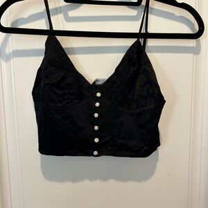 Black Buttoned Crop Top